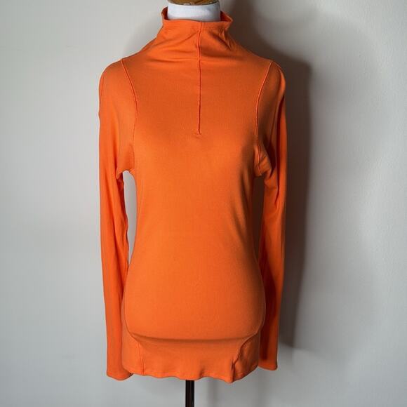Lululemon Orange La Tight Fit Long Sleeve Mock Neck Pullover - Picture 2 of 9